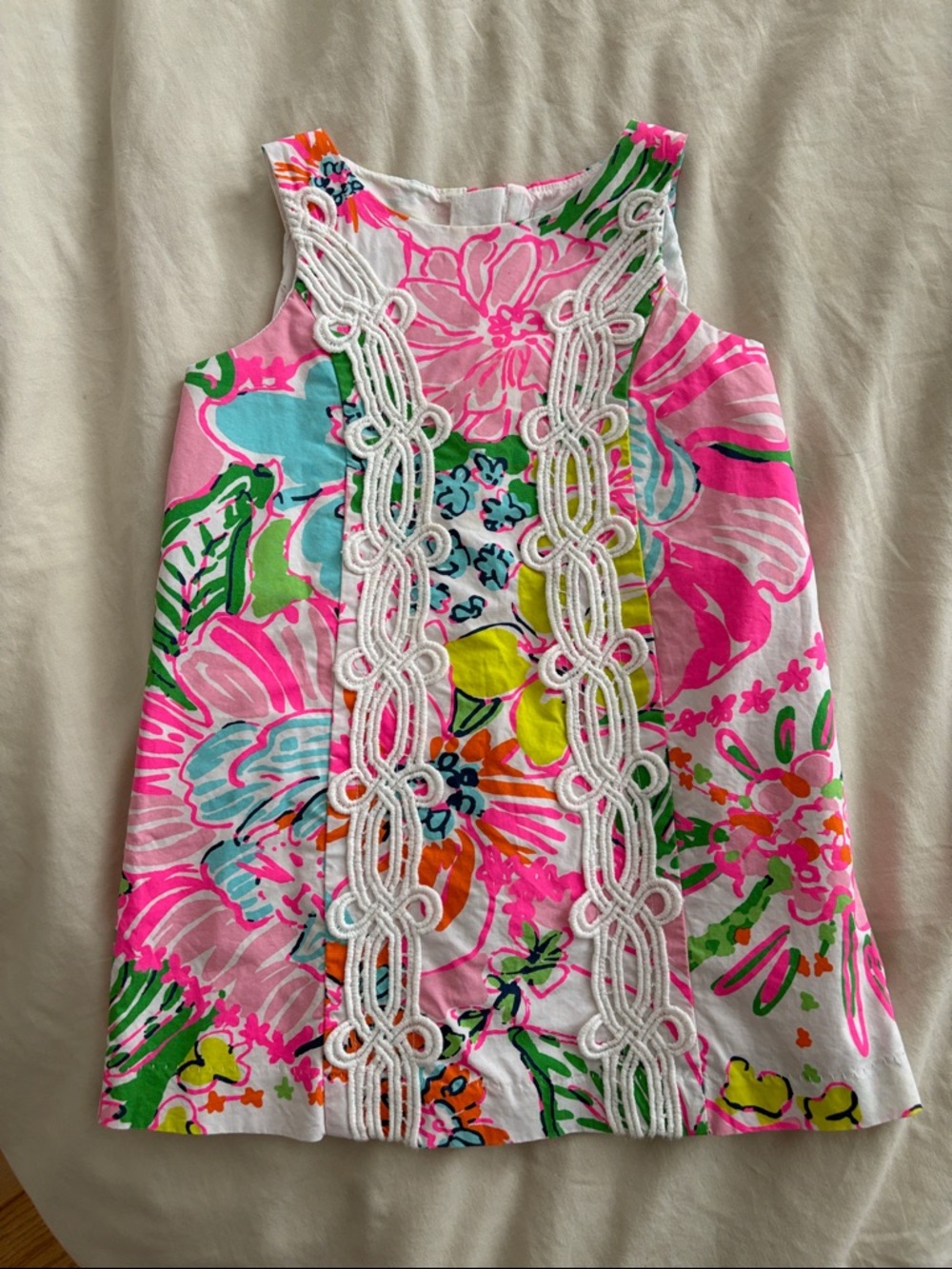 Lilly Pulitzer for Target Girls Pink Floral Shift Dress with White Lace